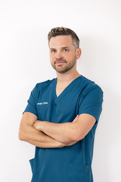Portrait d'Olivier Chiesa, Spécialiste FMH anesthésiologie au sein de la clinique de chirurgie esthétique "Concept Clinic" à Genève